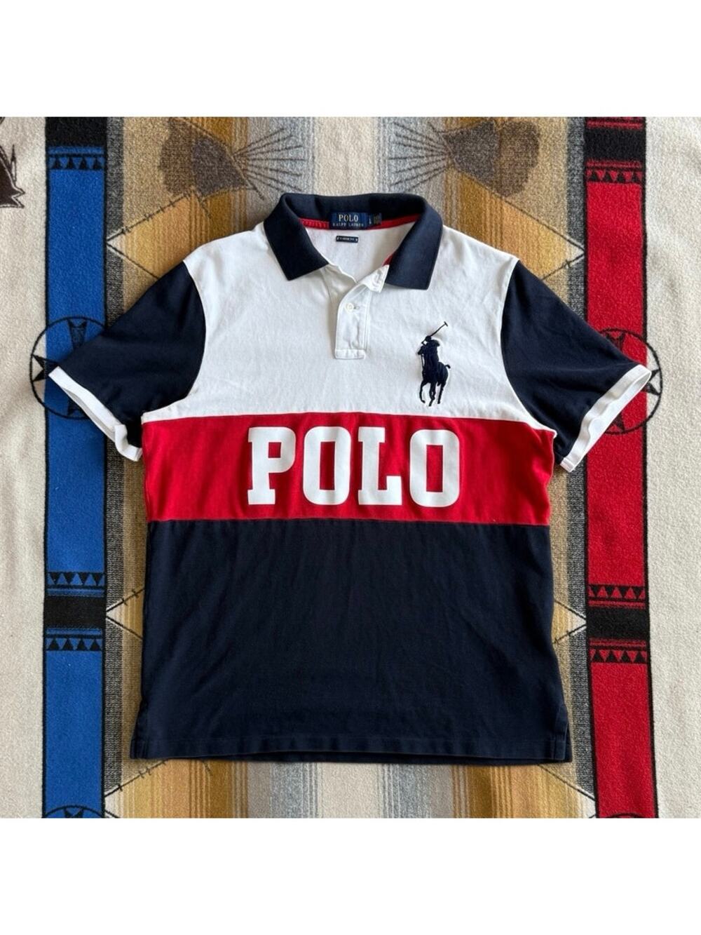 Men’s Polo Ralph Lauren Classic Fit Polo Shirt Size Large Spell Out Preppy